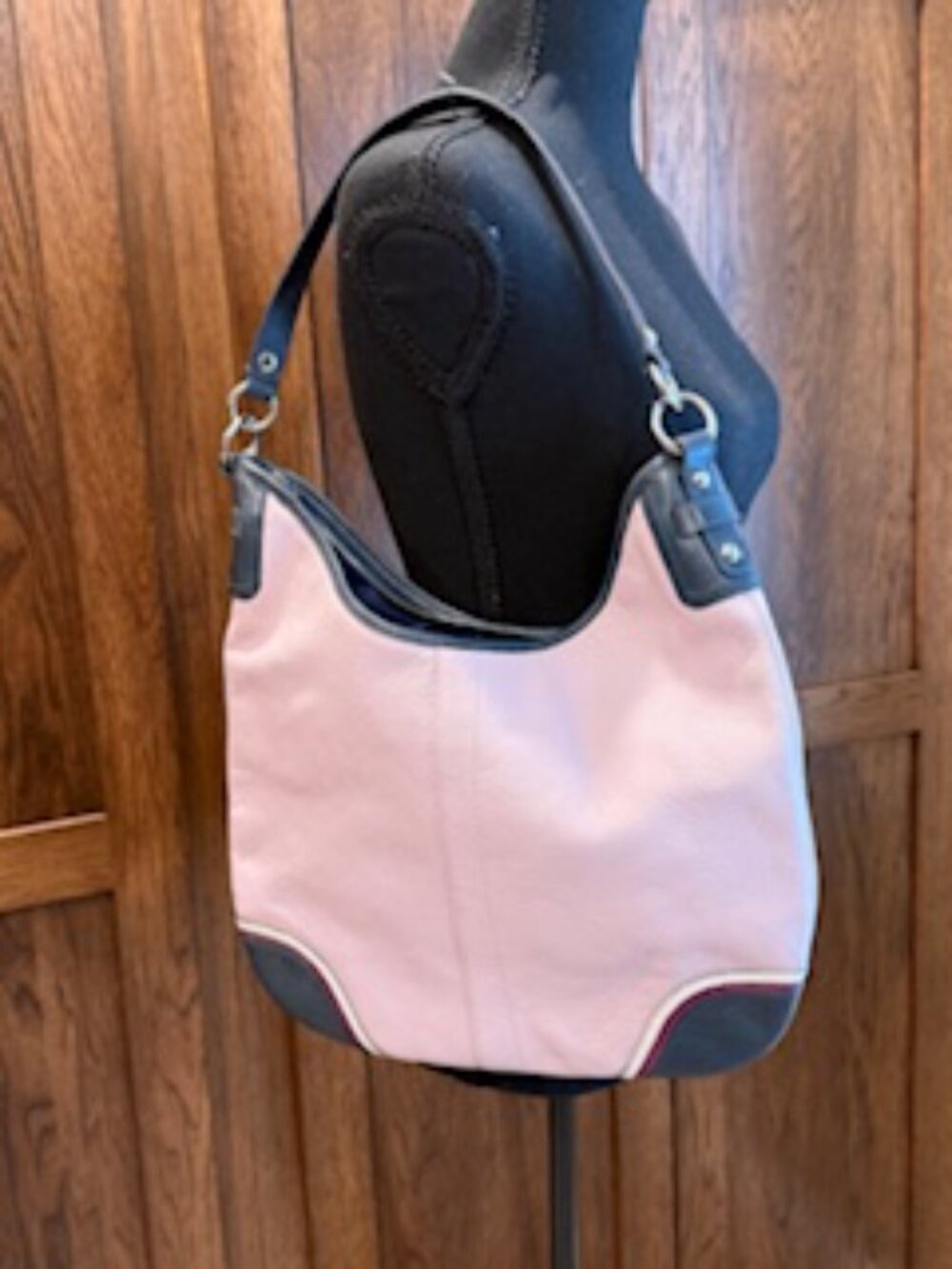 Coach Tri-Color Leather Hobo Shoulder Bag – Pink/Burgundy/Navy - Picture 5 of 8